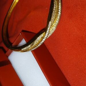 Sterling Silver Gold Plated VICTORIA WIECK Pave & Channel CZ Bracelet